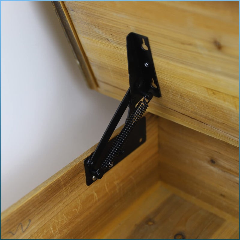 SUUJI 80 Degree Foldable Lifting Bracket - 1 Pair Heavy Duty Spring Hinges widely Used in Folding Sofa Bed Corner Cabinet,Bench Seat,Toy Box Chest, Furniture Storage Support Hinges Black - Image 5